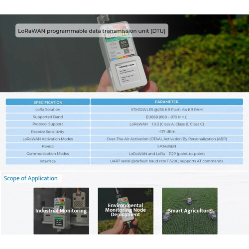 Für M5Stack  DTU LoRaWAN Base LoRaWAN Programmierbare Datenübertragungseinheit - EU868 STM32WLE5CC 1