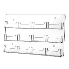 (12 Pockets) Acrylic Business Card Holder Wall Mount Multiple Brochures Storage Clear Acrylic