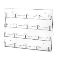 (16 Pockets) Acrylic Business Card Holder Wall Mount Multiple Brochures Storage Clear Acrylic