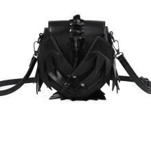 Sac à main à bandoulière en cuir pour femmes, avec sangle-Noir