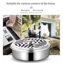 5-Piece Supplies Coils Holder, Stainless Steel Coil Box with Cover, Round Mosquito Tray Easy. Portable MosquitoCoil Box.