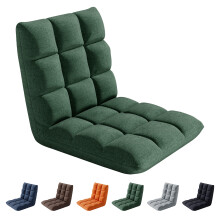 Folding Floor Chair 14 Position Padded Adjustable Lounge Recliner Chair GREEN