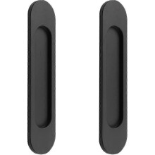 Self adhesive door handles for sliding barn doors, set of 2 matte black aluminum alloy oval handles no punching