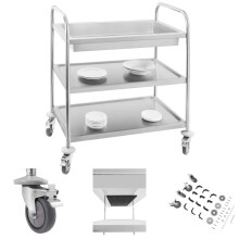 Royal Catering Servierwagen aus Edelstahl – 3 Ablagen