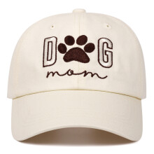 Embroidery Dog Mom Truckers Hat With Crossback Strap High-Beige