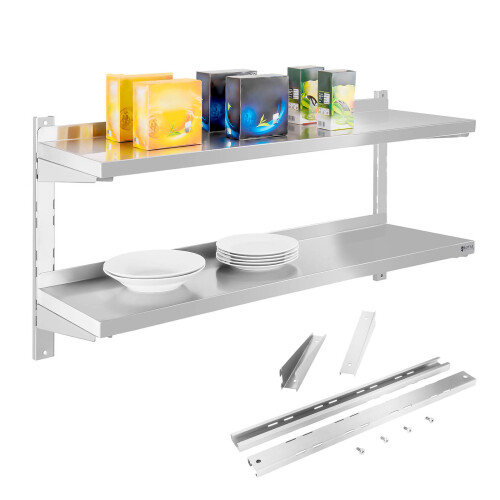 Étagère murale double en acier, réglable, 120 cm