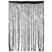 (Black) String Door Curtain Plain Tassel Window Panel Retro Room Door Divider String Anti-mosquito Fly Insect Bug Screen 100 X 200cm