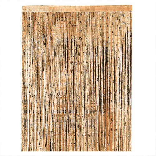 (Yellow) String Door Curtain Plain Tassel Window Panel Retro Room Door Divider String Anti-mosquito Fly Insect Bug Screen 100 X 200cm