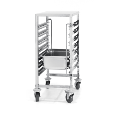 Carrello per il trasporto di 7 contenitori GN 1/1 con piano di lavoro - Hendi 810668