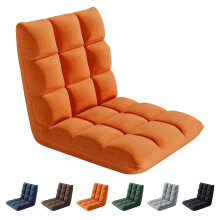 Folding Floor Chair 14 Position Padded Adjustable Lounge Recliner Chair ORANGE