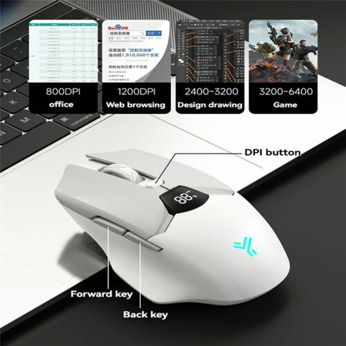 Wireless  Mouse,  Screen Display, Dual Mode Mute Button, 600mAh Lithium Battery, Office Mouse for Tablet 2