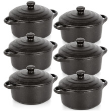 Cuencos de porcelana para hornear con tapa 300 ml 6 uds.
