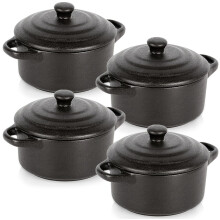 Cuencos de porcelana para hornear con tapa 450 ml 4 uds.