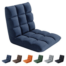 Folding Floor Chair 14 Position Padded Adjustable Lounge Recliner Chair BLUE
