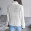 (L, WHITE) Womens Winter Solid Turtleneck Balloon Long Sleeve Sweaters Pullover Outerwear 3