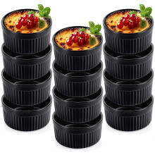 Cuencos de cerámica para hornear negros 260 ml 12 uds.