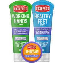 O'Keeffe's Night Treatment Combo Pack Including Working Hands Night Treatment Hand Cream, Foot Cream and Lip Repair, Lip Balm; Gift Idea