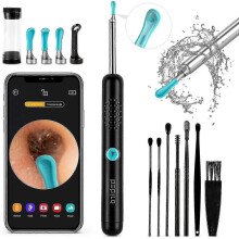Ear Wax Removal Tool  - R1 Upgraded Anti-fall Off Eartips Ear Cleaner with , Wireless Otoscope with 1080p Hd Waterproof Ear , Earwax