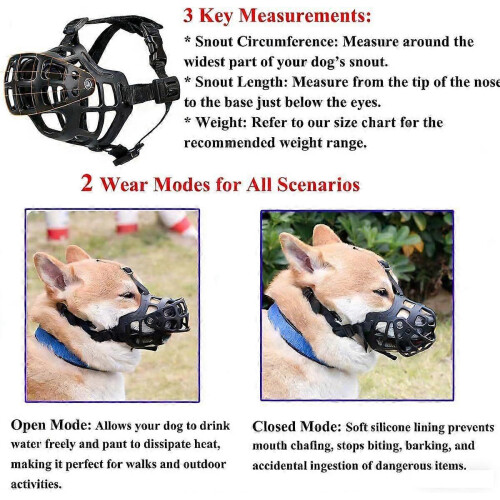 (S) Dog Muzzle Basket Dog Muzzles Humane Cage Mouth Cover for Prevents Biting Great 2