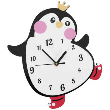 Niedliche Pinguin Karikatur Uhr ein der Wand, Leise Bewegung, Kinderzimmer, Schlafzimmer, Kinderzimmer, Wandkunst, Dekor, Farbig Bedruckte Uhr ein der