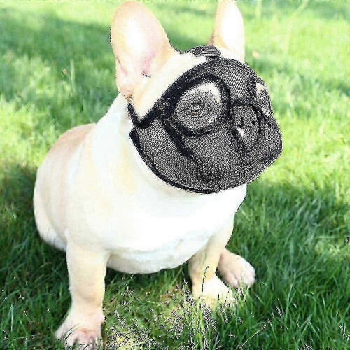 Short Snout Dog Muzzle Bulldog Muzzle, Stop Dog Compatible with Biting Barking Chewing, Adjustable BlackM 2