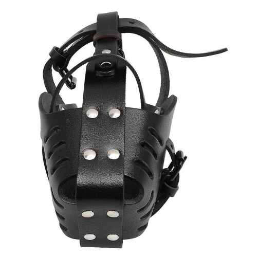 Dog Muzzle Adjustable Fit Comfortable Faux Leather Basket Muzzle for Anti Barking Anti Chewing 2