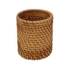 Portapenne In Rattan Fatto A Mano, Portapennelli per il Trucco, Organizer da Tavolo per Cancelleria, Vaso per Fiori A