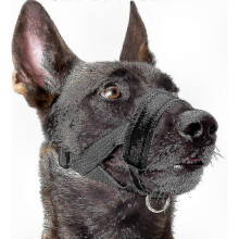 (XL, Black) 25-26 Adjustable Soft Nylon Dog Muzzle for Biting, Barking, and Chewing Prevention, XL Size in Black