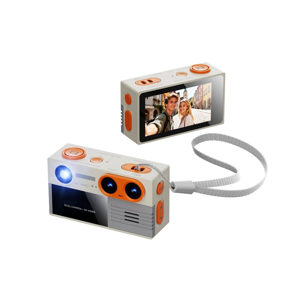 G9-Dual-Lens 4K Retro Keychain Thumb Camera Built-In Flash Outdoor Sports Children Multiple Filters Camera Grey 6031363908300