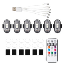 6Pcs Wireless LED Strobe Light for Drone Helicopters Motorcycle Remote Control Warning Light Indicator Light USB Charge