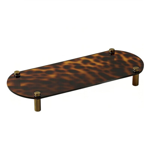 Acryl-Tablett-Organizer mit Schildpattmuster, Schminktisch-Tablett mit Leopardenmuster für Nachttisch, Kommode oder Badezimmer