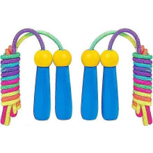 Kids Skipping Rope Adjustable Children Jump Rope with Wooden Handle for Boys and Girls Exercise Outdoor Activity(2pcsblue)