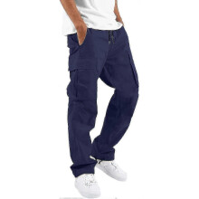 (Medium, 08-navy) Elastic Waist Cargo For Men Relaxed Fit Tactical Hiking Casual Work Trousers Drawstring Travel -ja
