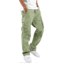 (Medium, 10-mint Green) Elastic Waist Cargo For Men Relaxed Fit Tactical Hiking Casual Work Trousers Drawstring Travel -ja