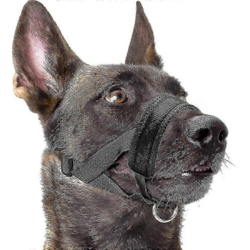 (XXL, Black) Durable Muzzle for Large Dogs, Soft Nylon Training Collar with Breathable Design