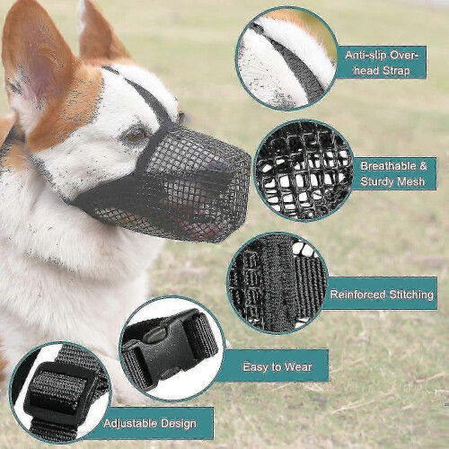 (XL, Black) 2025 Dog Muzzle With Adjustable Straps, Soft Mesh Covered Muzzles For Small Medium Large Dogs 1