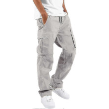 (XX-Large, 14-white) Elastic Waist Cargo For Men Relaxed Fit Tactical Hiking Casual Work Trousers Drawstring Travel -ja