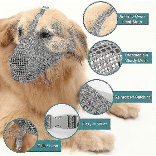 (XS, Gray) 2025 Dog Muzzle With Adjustable Straps, Soft Mesh Covered Muzzles For Small Medium Large Dogs 1