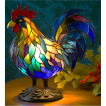 (Rooster) Colorful Animal Table Lamp Stained Night Light Resin Animal Desk Lamp