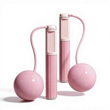 (Pink) Weighted Jump Rope with Counter Skipping Rope LCD Display Adjustable Steel Ball Bearings Jumping Rope for Adults Fitness