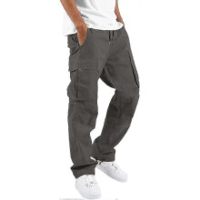 (Medium, 07-dark Gray) Elastic Waist Cargo For Men Relaxed Fit Tactical Hiking Casual Work Trousers Drawstring Travel -ja