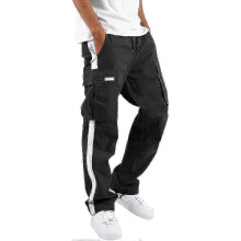 (Large, 20-white) Elastic Waist Cargo For Men Relaxed Fit Tactical Hiking Casual Work Trousers Drawstring Travel -ja