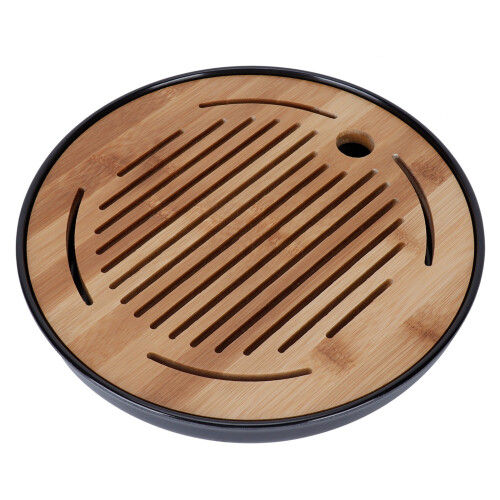 Elegant Bamboo Tea Tray with Storage