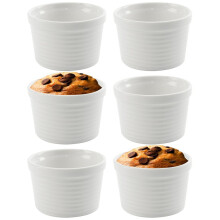 Molde para hornear, apto para horno, porcelana, blanco, 250 ml, juego de 6.