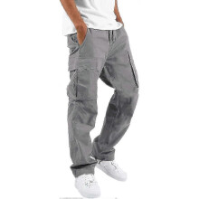 (Medium, 03-grey) Elastic Waist Cargo For Men Relaxed Fit Tactical Hiking Casual Work Trousers Drawstring Travel -ja