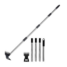 60" Unkrautstecher mit Langem Griff, Gartenwerkzeug-Set, Doppelseitiger Handrechen und Hacke
