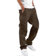 (Medium, 05-brown) Elastic Waist Cargo For Men Relaxed Fit Tactical Hiking Casual Work Trousers Drawstring Travel -ja