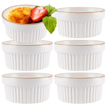 Cuencos de porcelana blanca para hornear, 6 uds., 275 ml