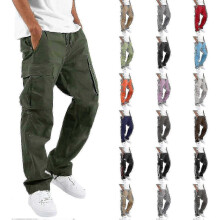 (X-Large, 01-army Green) Elastic Waist Cargo For Men Relaxed Fit Tactical Hiking Casual Work Trousers Drawstring Travel -ja