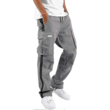 (X-Large, 17-grey) Elastic Waist Cargo For Men Relaxed Fit Tactical Hiking Casual Work Trousers Drawstring Travel -ja